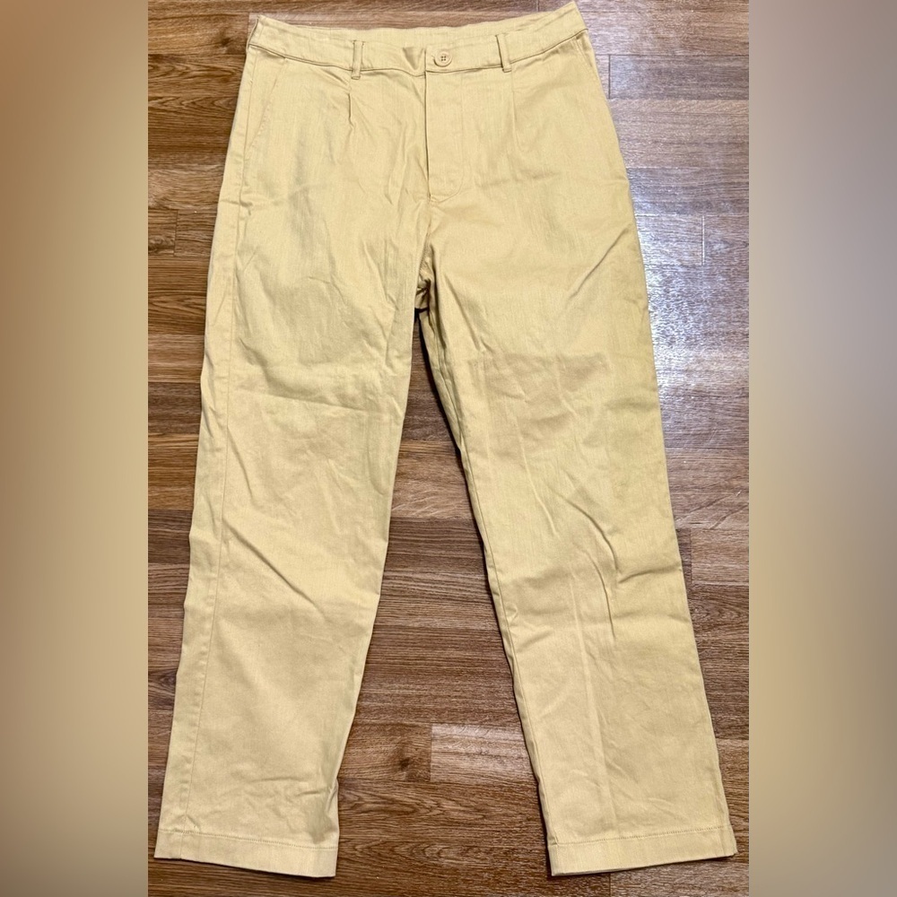 For Days Organic Cotton high waist mustard yellow preppy casual pants L EUC